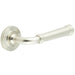 Elegant Satin Nickel Door Handle with Chamfered Rose Design Modern Homes Solid Brass Interior Handle