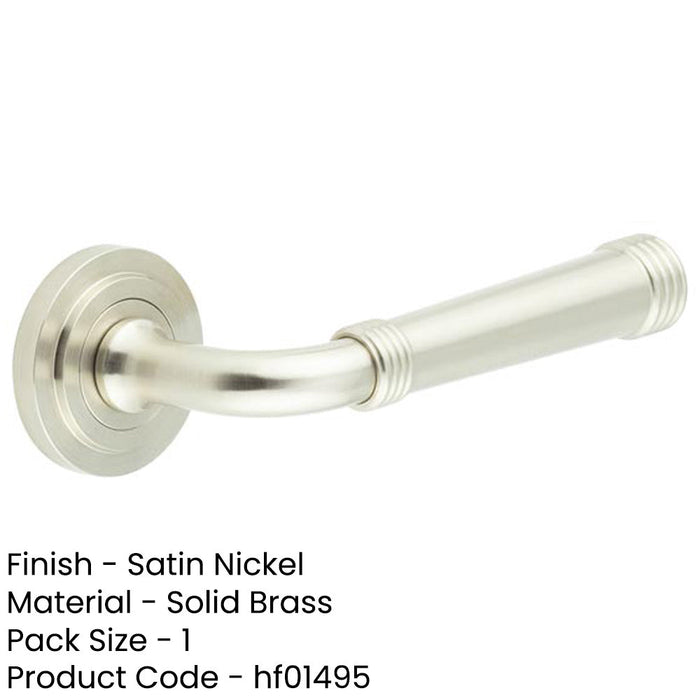 Elegant Satin Nickel Door Handle with Stepped Rose Design Modern Interiors Solid Brass Interior Handle-1