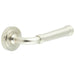 Elegant Satin Nickel Door Handle with Stepped Rose Design Modern Interiors Solid Brass Interior Handle
