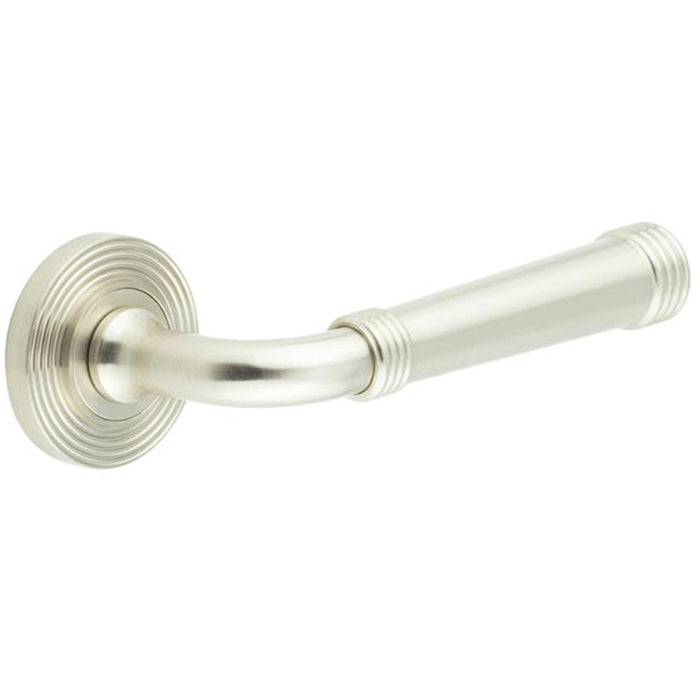 Elegant Satin Nickel Reeded Door Handle Stylish Interiors Solid Brass Interior Handle