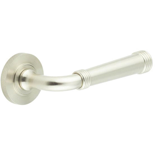 Knurled Rose Satin Nickel Door Handle Stylish Interiors Solid Brass Interior Handle