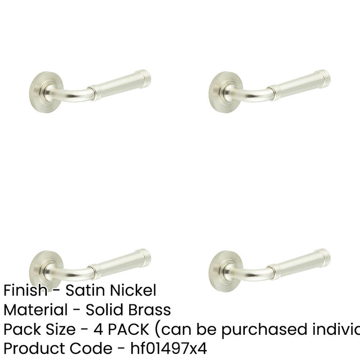 PACK Knurled Rose Satin Nickel Door Handle Stylish Interiors Solid Brass Interior Handle-1