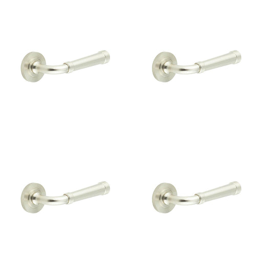 PACK Knurled Rose Satin Nickel Door Handle Stylish Interiors Solid Brass Interior Handle