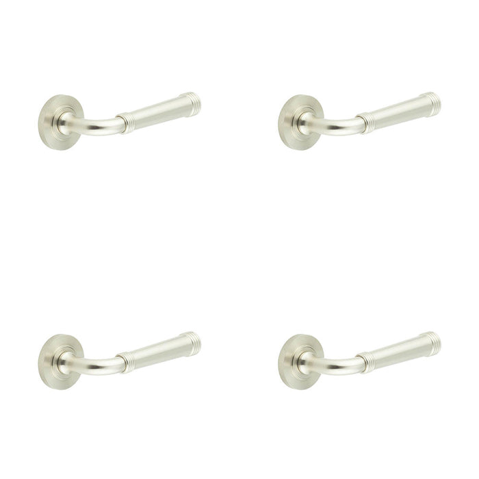 PACK Knurled Rose Satin Nickel Door Handle Stylish Interiors Solid Brass Interior Handle