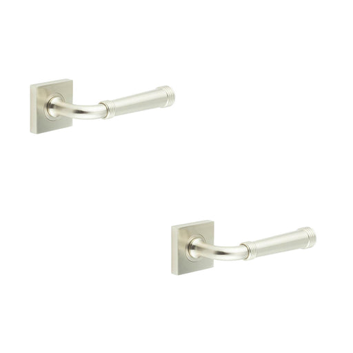 PACK Elegant Satin Nickel Square Door Handle Modern Interiors Solid Brass Interior Handle (1)