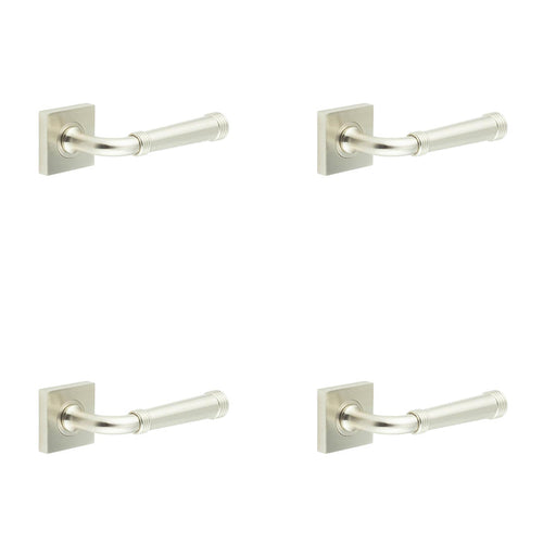 PACK Elegant Satin Nickel Square Door Handle Modern Interiors Solid Brass Interior Handle