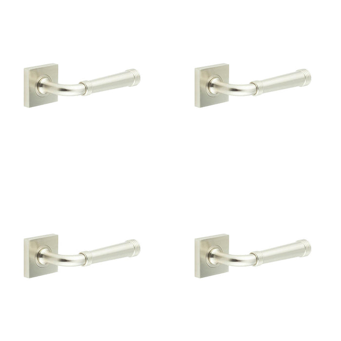 PACK Elegant Satin Nickel Square Door Handle Modern Interiors Solid Brass Interior Handle