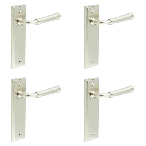 PACK Elegant Satin Nickel Door Handle Latch Backplate Luxurious Homes Solid Brass Interior Handle