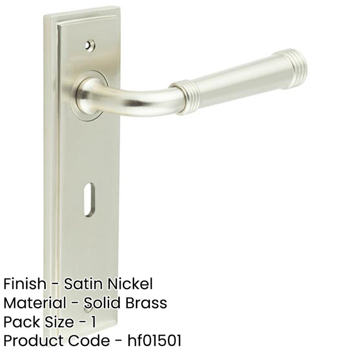 Elegant Satin Nickel Door Handle Lock Backplate Luxury Homes Solid Brass Interior Handle-1