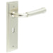 Elegant Satin Nickel Door Handle Lock Backplate Luxury Homes Solid Brass Interior Handle