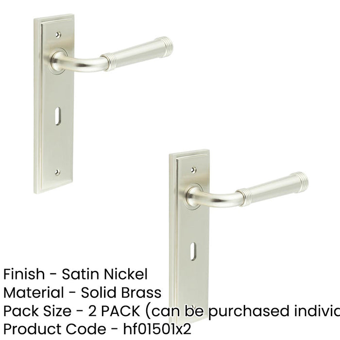 PACK Elegant Satin Nickel Door Handle Lock Backplate Luxury Homes Solid Brass Interior Handle (1)-1