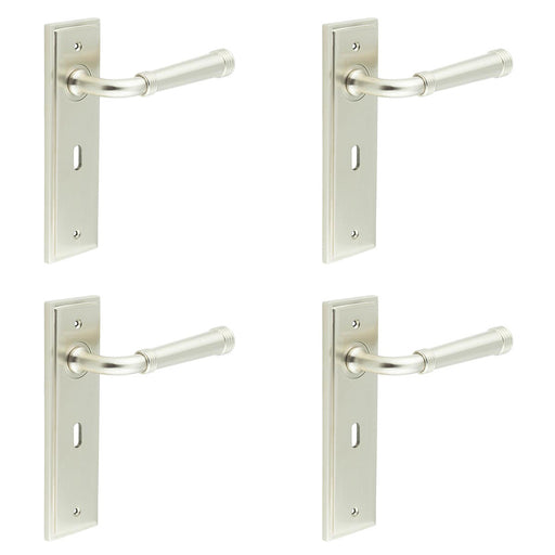 PACK Elegant Satin Nickel Door Handle Lock Backplate Luxury Homes Solid Brass Interior Handle