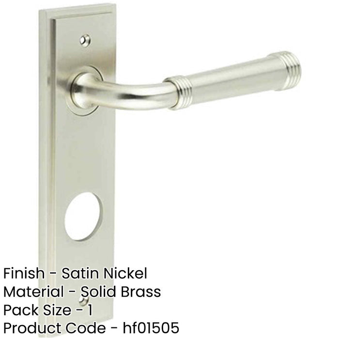 Luxury Satin Nickel Door Handle Bathroom with Elegant Backplate Solid Brass Interior Handle-1