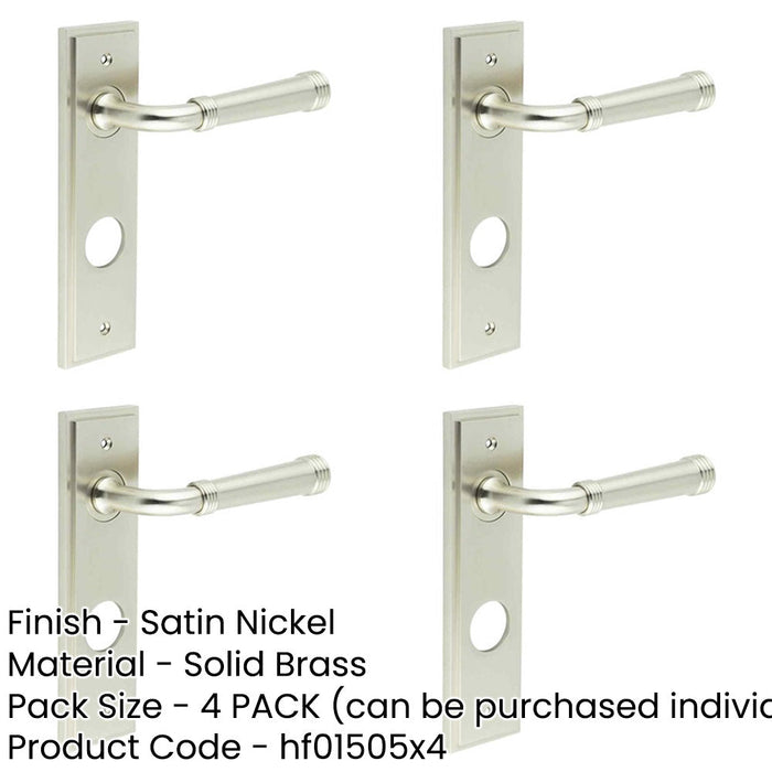 PACK Luxury Satin Nickel Door Handle Bathroom with Elegant Backplate Solid Brass Interior Handle-1