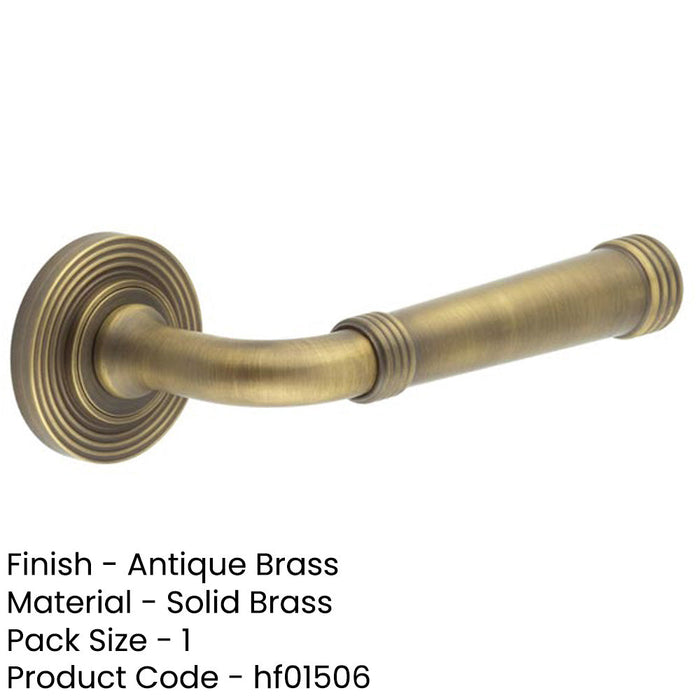 Antique Brass Reeded Rose Door Handle Elegant Design Every Home Solid Brass Interior Handle-1