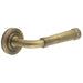 Antique Brass Reeded Rose Door Handle Elegant Design Every Home Solid Brass Interior Handle