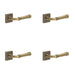 PACK Antique Brass Square Door Handle with Rose Design Elegant Interiors Solid Brass Interior Handle