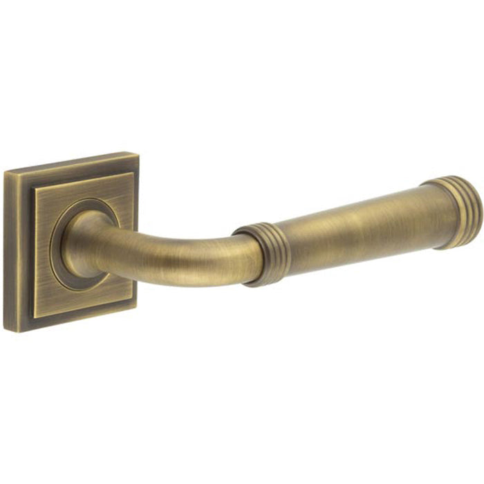 Antique Brass Square Stepped Door Handle Elegant Interiors Solid Brass Interior Handle (1)