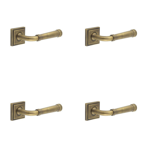 PACK Antique Brass Square Stepped Door Handle Elegant Interiors Solid Brass Interior Handle (1)