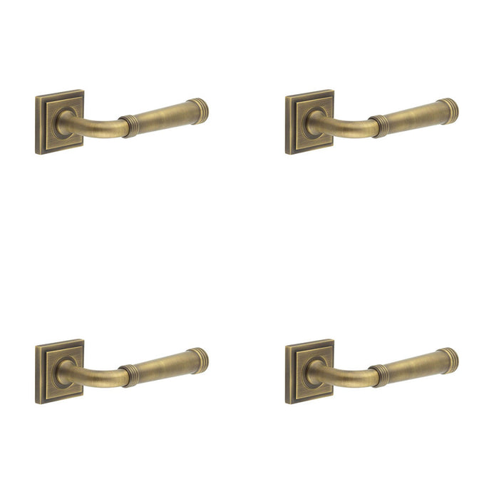 PACK Antique Brass Square Stepped Door Handle Elegant Interiors Solid Brass Interior Handle (1)