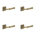 PACK Antique Brass Square Stepped Door Handle Elegant Interiors Solid Brass Interior Handle (1)