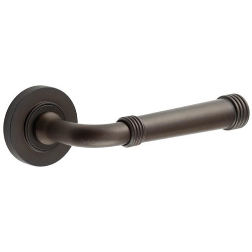 Elegant Plain Rose Door Handle Dark Bronze Solid Brass Interior Handle