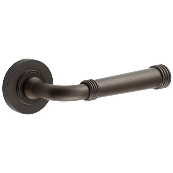 Elegant Plain Rose Door Handle Dark Bronze Solid Brass Interior Handle