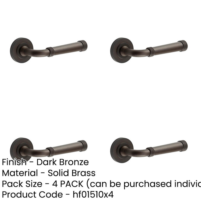 PACK Elegant Plain Rose Door Handle Dark Bronze Solid Brass Interior Handle-1