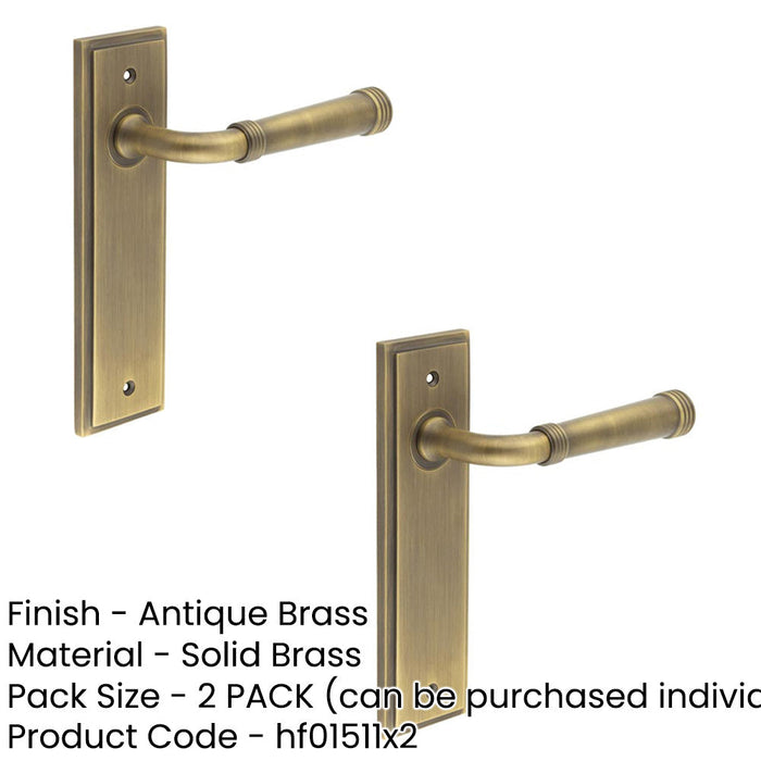 PACK Elegant Antique Brass Door Handle Latch Backplate Timeless Style Solid Brass Interior Handle (1)-1