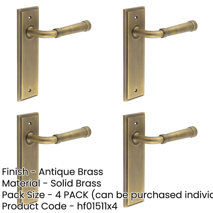 PACK Elegant Antique Brass Door Handle Latch Backplate Timeless Style Solid Brass Interior Handle-1