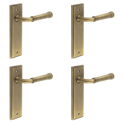 PACK Elegant Antique Brass Door Handle Latch Backplate Timeless Style Solid Brass Interior Handle