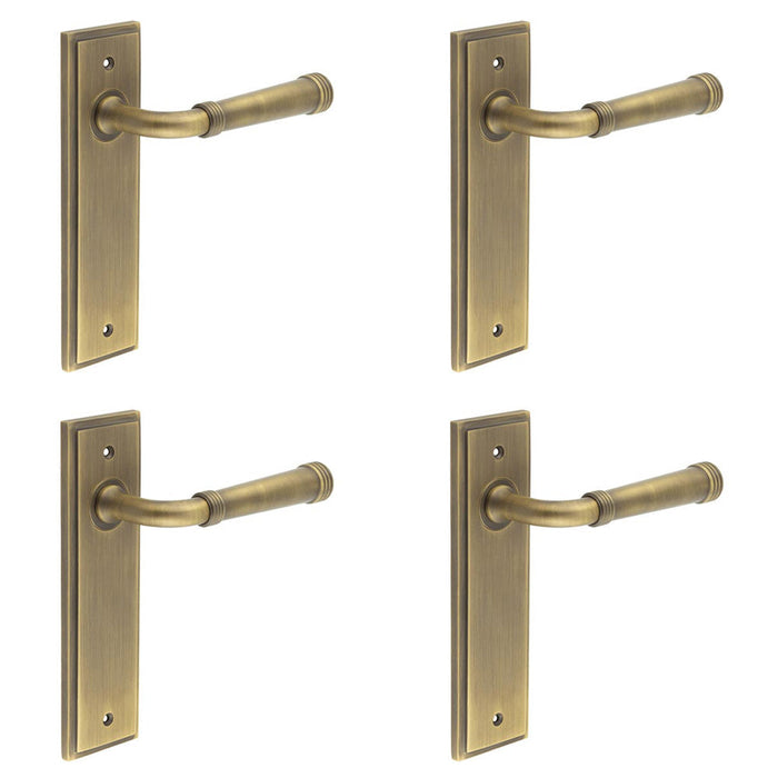 PACK Elegant Antique Brass Door Handle Latch Backplate Timeless Style Solid Brass Interior Handle