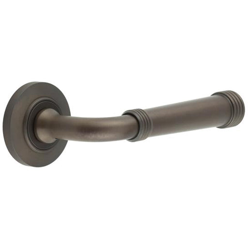 Elegant Chamfered Rose Door Handle Dark Bronze Finish Solid Brass Interior Handle (2)