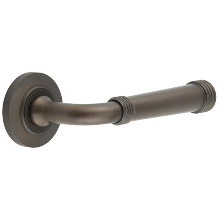 Elegant Chamfered Rose Door Handle Dark Bronze Finish Solid Brass Interior Handle (2)