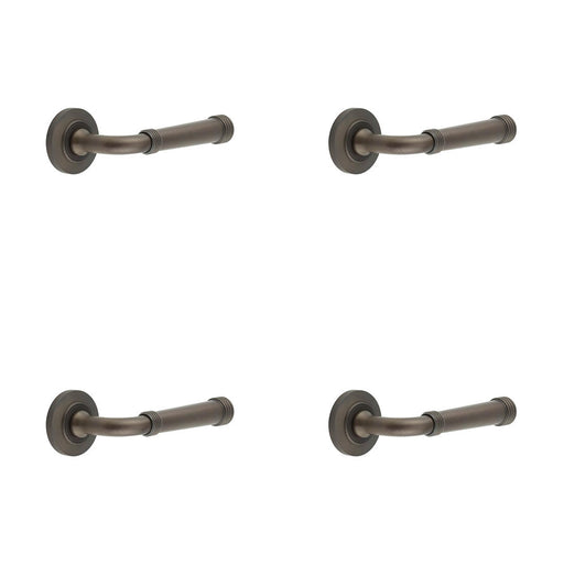 PACK Elegant Chamfered Rose Door Handle Dark Bronze Finish Solid Brass Interior Handle (2)