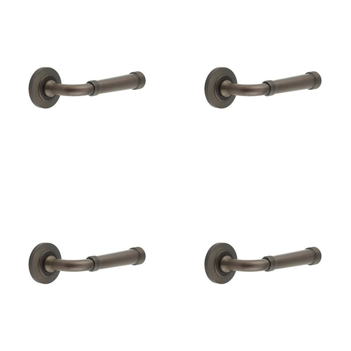 PACK Elegant Chamfered Rose Door Handle Dark Bronze Finish Solid Brass Interior Handle (2)