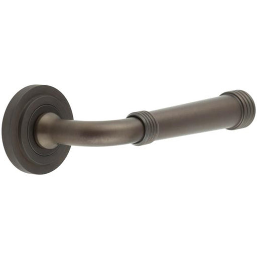 Elegant Stepped Rose Door Handle Dark Bronze Stylish Interiors Solid Brass Interior Handle