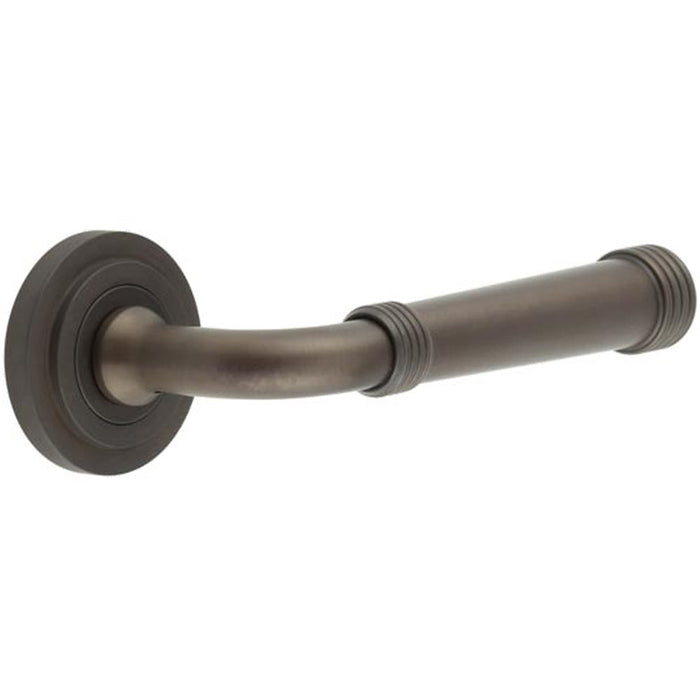 Elegant Stepped Rose Door Handle Dark Bronze Stylish Interiors Solid Brass Interior Handle