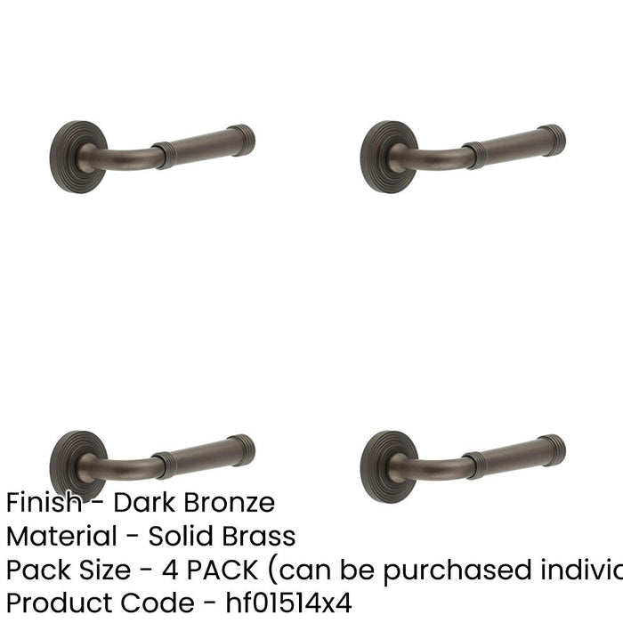 PACK Elegant Dark Bronze Reeded Rose Door Handle Timeless Style Solid Brass Interior Handle-1