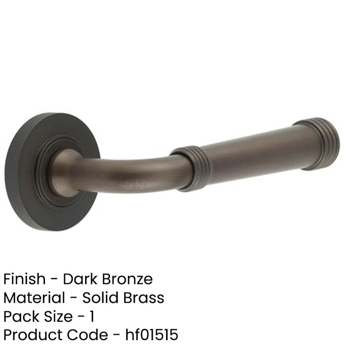 Elegant Dark Bronze Knurled Door Handle with Rose Design Solid Brass Interior Handle-1
