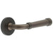 Elegant Dark Bronze Knurled Door Handle with Rose Design Solid Brass Interior Handle