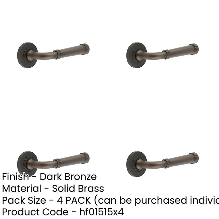 PACK Elegant Dark Bronze Knurled Door Handle with Rose Design Solid Brass Interior Handle-1