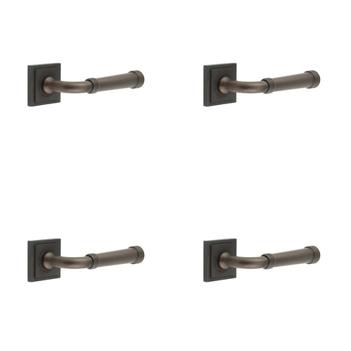 PACK Stylish Dark Bronze Square Door Handle Modern Homes Solid Brass Interior Handle