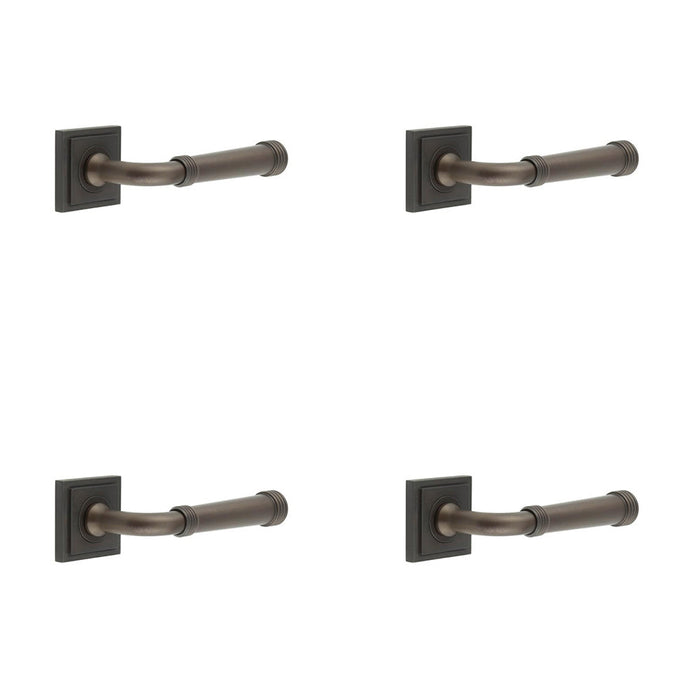 PACK Stylish Dark Bronze Square Door Handle Modern Homes Solid Brass Interior Handle