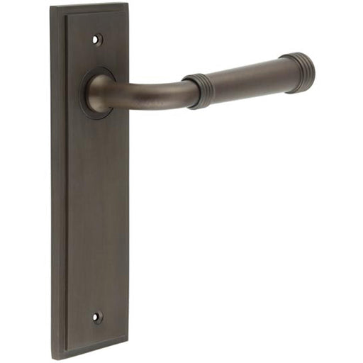 Elegant Dark Bronze Door Handle Latch Backplate Luxury Interiors Solid Brass Interior Handle