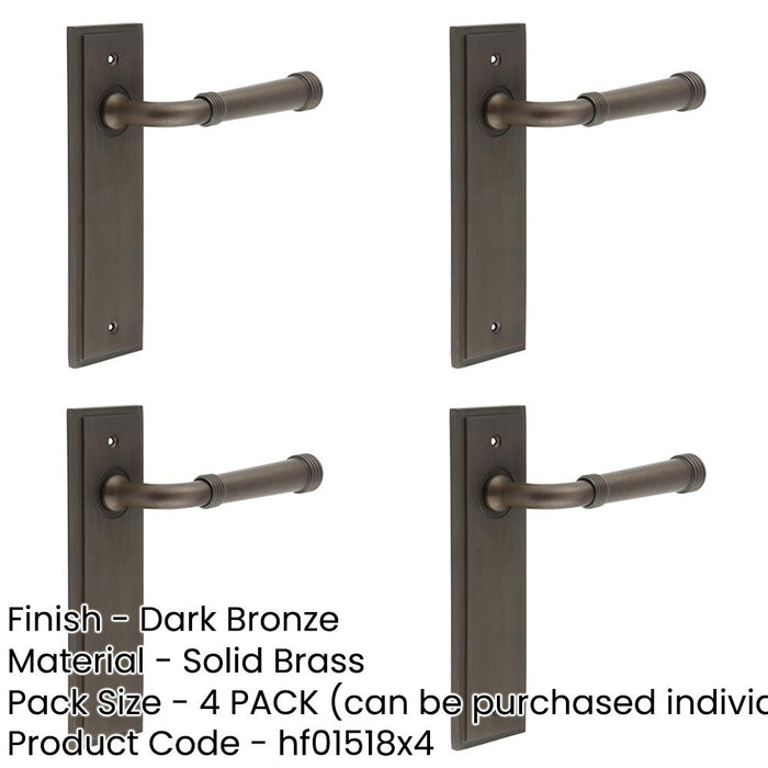 PACK Elegant Dark Bronze Door Handle Latch Backplate Luxury Interiors Solid Brass Interior Handle-1