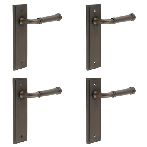 PACK Elegant Dark Bronze Door Handle Latch Backplate Luxury Interiors Solid Brass Interior Handle