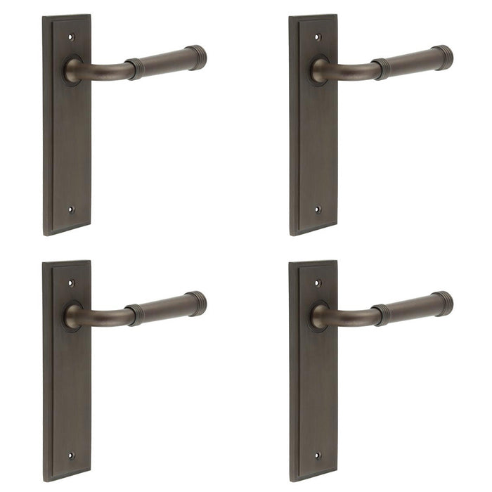 PACK Elegant Dark Bronze Door Handle Latch Backplate Luxury Interiors Solid Brass Interior Handle