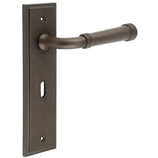 Elegant Dark Bronze Door Handle Lock Backplate Luxury Homes Solid Brass Interior Handle