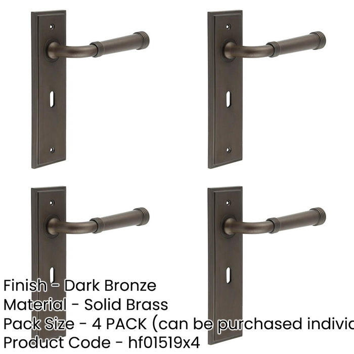 PACK Elegant Dark Bronze Door Handle Lock Backplate Luxury Homes Solid Brass Interior Handle-1